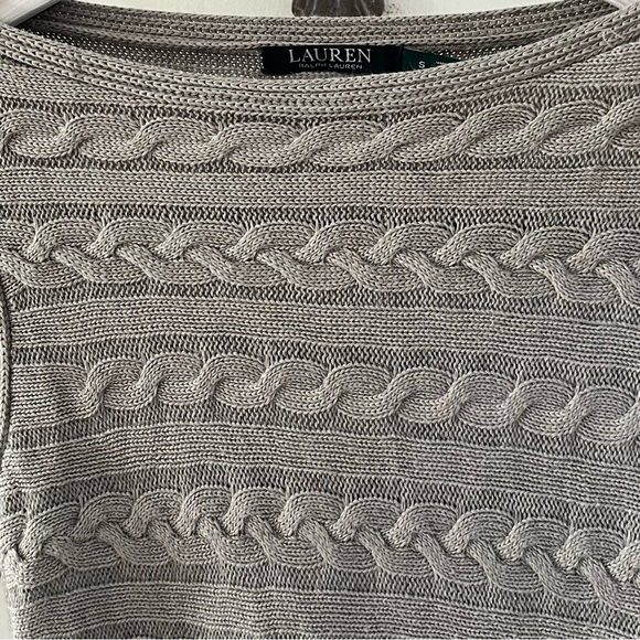 Ralph Lauren taupe ladies size S cable knit sweater. 58% cotton/42% viscose. - Picture 3 of 8